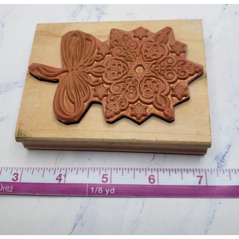 Ornamental Snowflake All Night Media Holiday Christmas Wood Mounted Rubber Stamp